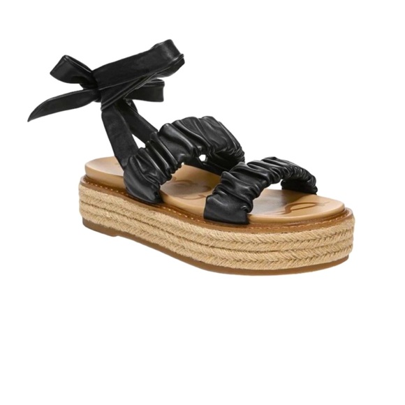 Sam Edelman Shoes - 124. Sam Edelman Kerin Black Ankle Ties Platform Sandals Espadrille Size 9.5